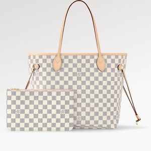 Louis Vuitton Neverfull MM bag Damier Azur Rose Ballerine Interior